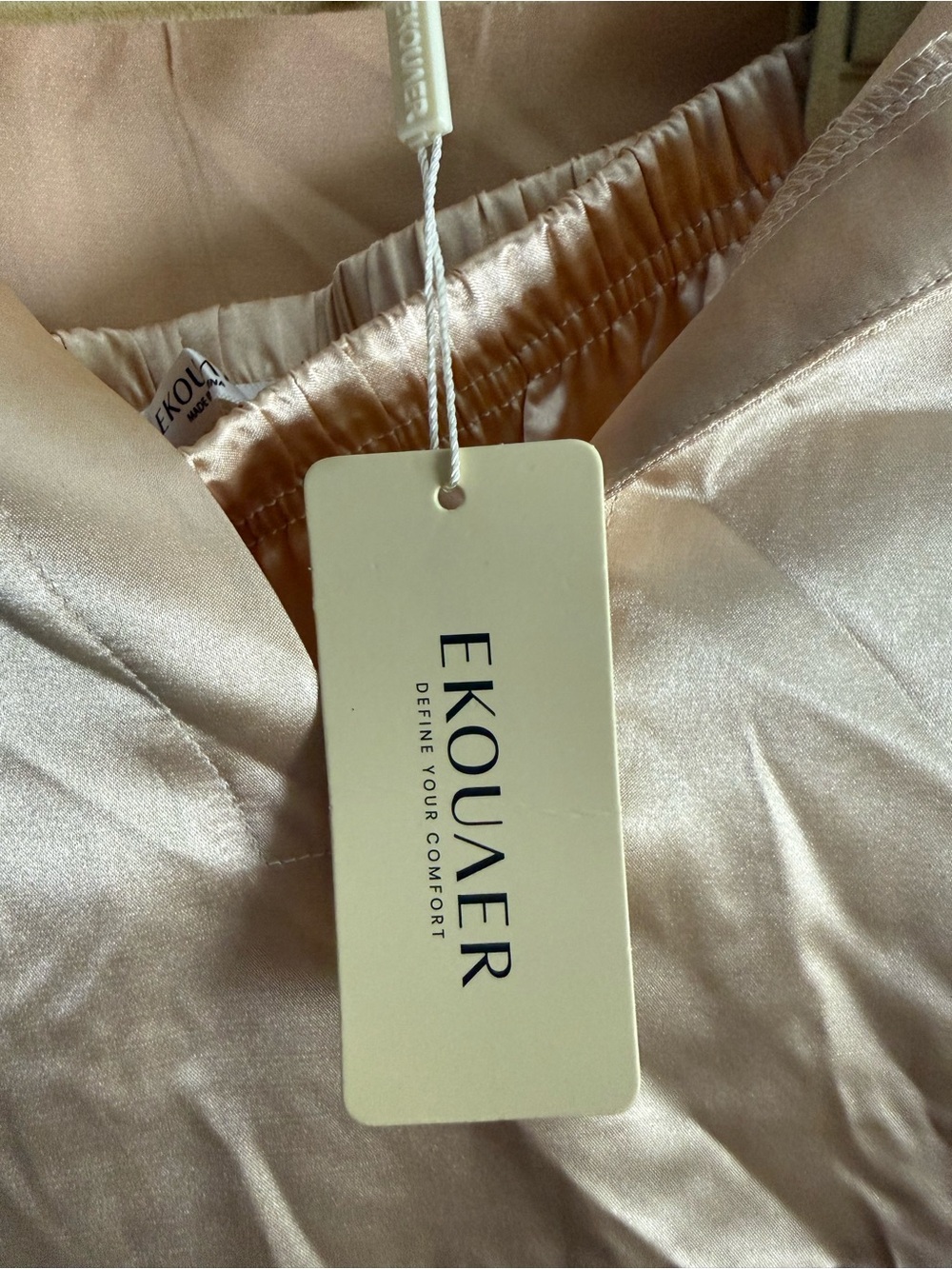 NWT Ekouaer Tan Satin Pajama Pant Set L - Picture 3 of 5